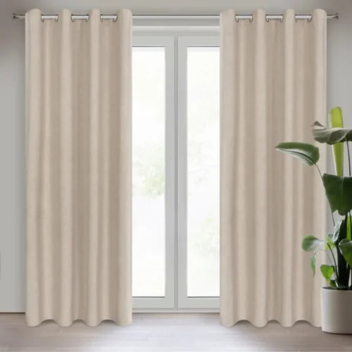 Lichtgewicht Ringgordijn Linnenlook - Beige