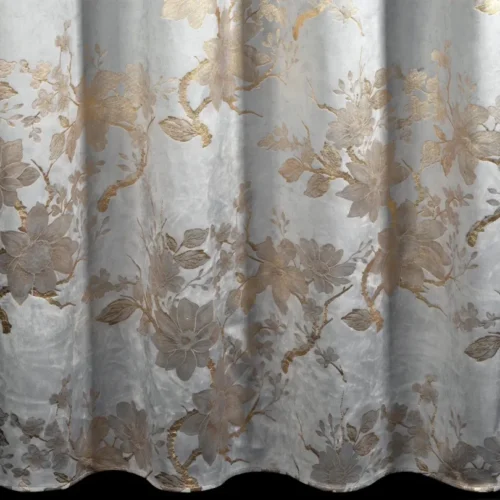 Velvet Gordijn met Gouden Bloemenprint