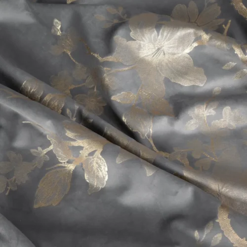 Velvet Gordijn met Gouden Bloemenprint