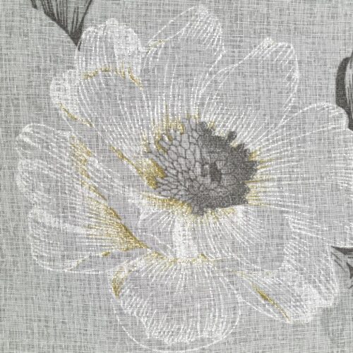 Vitrage met Bloemenpatroon - Wit met Groen
