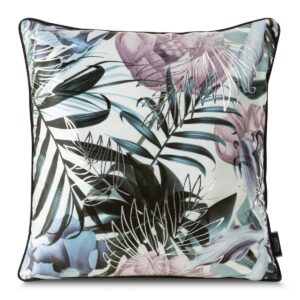 Fluwelen kussensloop met zilveren print en bies J01E-01