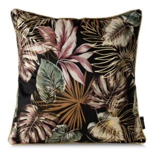 Fluwelen kussensloop met gouden print en bies J01F-01
