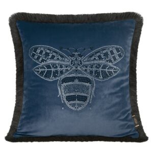 Fluwelen kussensloop met franjes versierd met zirkonen J02E-04