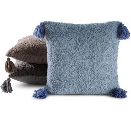Kussenhoes met bontstructuur en decoratieve kwastjes JA113-03