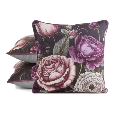 Fluwelen kussensloop met bloemen JA137-03