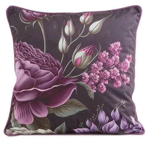 Fluwelen kussensloop met bloemen JA137-05