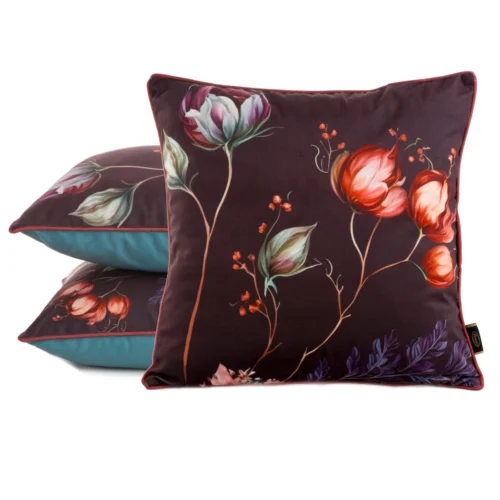 Fluwelen kussensloop met bloemen JA137-09