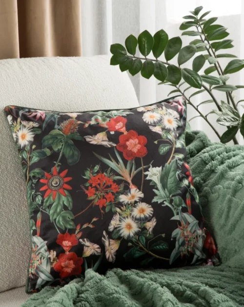 Fluwelen kussensloop met bloemen JA137-17