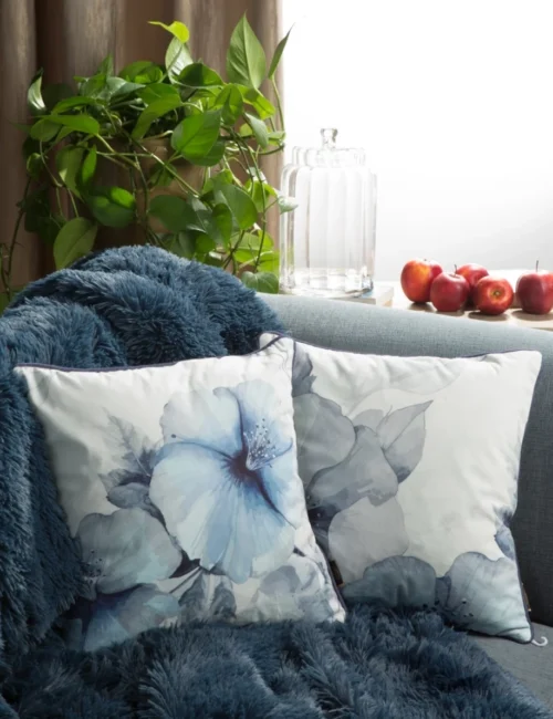 Velours kussenhoes met bloemen JA137-22