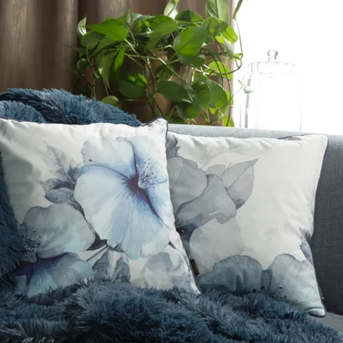 Velours kussenhoes met bloemen JA137-22
