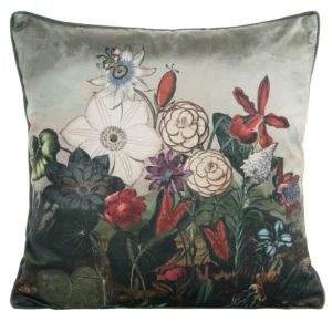 Velours kussenhoes met bloemen JA137-32