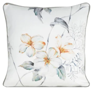 Fluwelen kussenhoes met bloemen en bladeren, afgezet met bies JA152-01