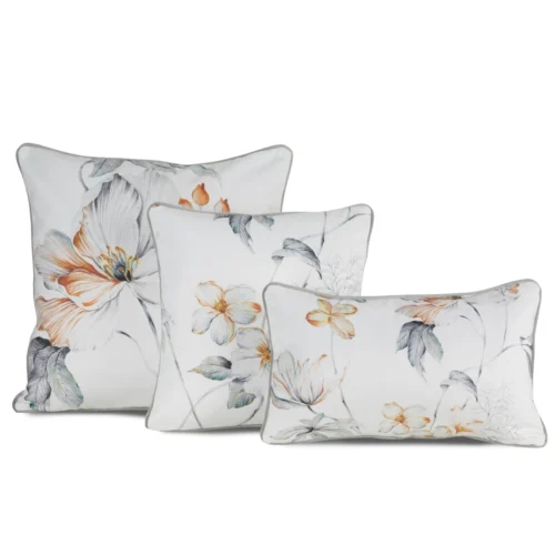 Fluwelen kussenhoes met bloemen en bladeren, afgezet met bies JA152-01