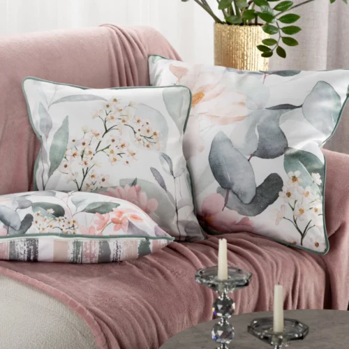 Fluweelen kussenhoes met vulling van bladeren en bloemen JA152A-03