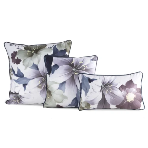 Fluwelen kussenhoes met bloemenprint en bies JA152-07