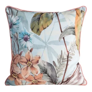 Fluwelen kussenhoes met bloemenprint en bies JA158-01