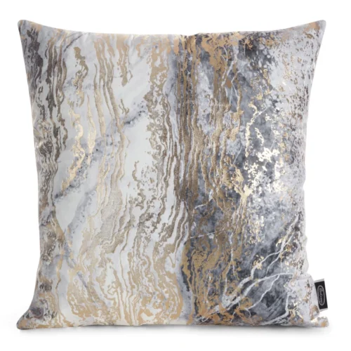 Fluwelen kussenhoes met ringen en metallic print JA163-02