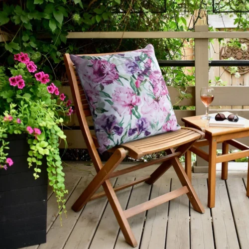 JA175-05a.webp Waterdichte Tuinkussenhoes Roze & Paarse Bloemen
