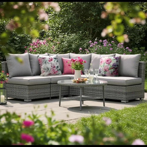 JA175-ws.webp Waterdichte Tuinkussenhoes Roze & Paarse Bloemen
