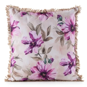 Waterdichte Tuinkussenhoes met Franjes Beige & Roze Bloemen