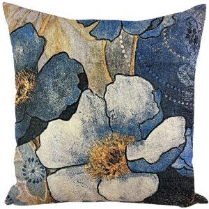 Velours kussensloop met grote blauwe bloemen JCL-648