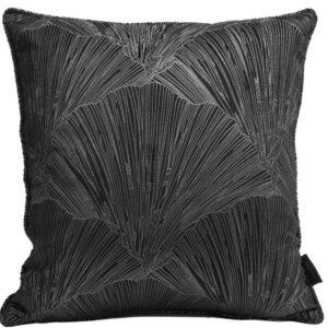 Velvet Kussensloop met Bloemen - Zwart