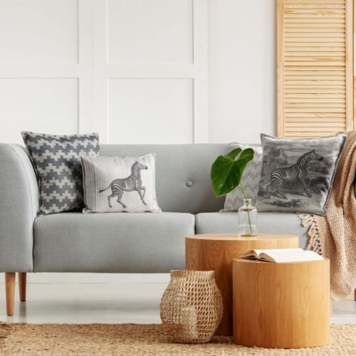 Fluwelen kussensloop met print JXW-01