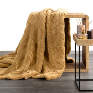 Deken teddy reliëf met visgraatmotief K167-03