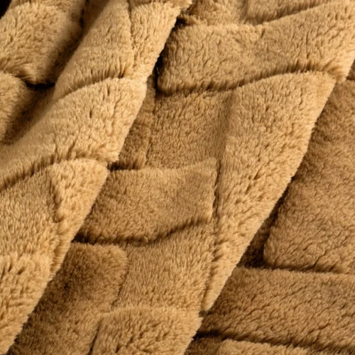 Deken teddy reliëf met visgraatmotief K167-03