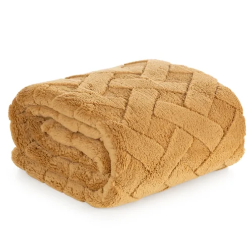 Deken teddy reliëf met visgraatmotief K167-03