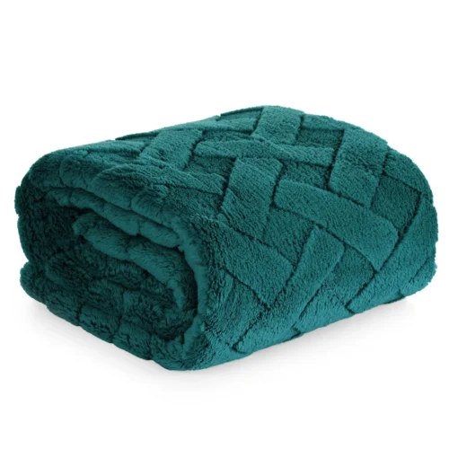 Deken teddy met visgraatreliëf K167-10