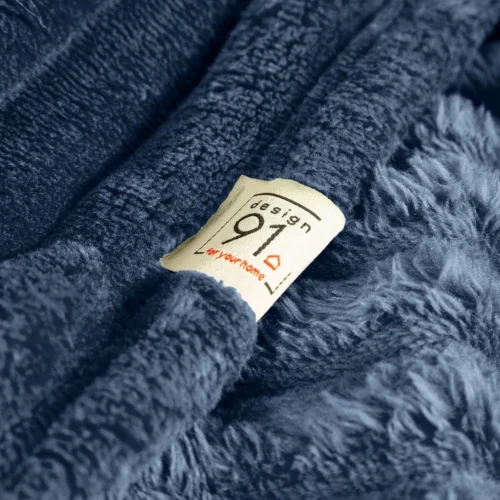 Deken teddy reliëf met strepen donkerblauw 70x160