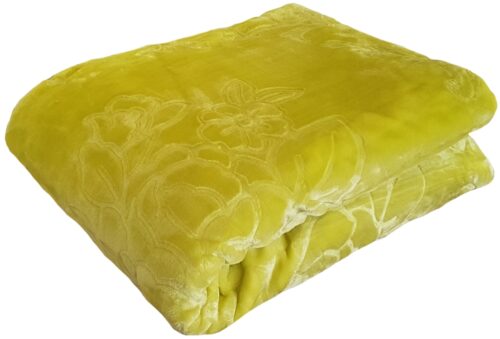 Deken limoen-olijf met reliëf KT-035