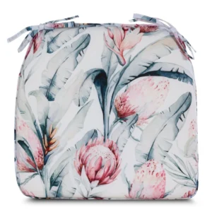 Waterdicht Tuinkussen - Wit met Roze Bloemen 40x38