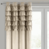 Velours Ringgordijn met Ruches - Beige