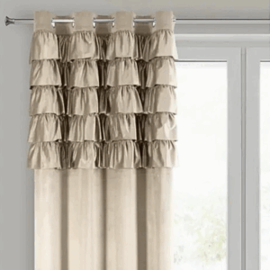 Velours Ringgordijn met Ruches - Beige
