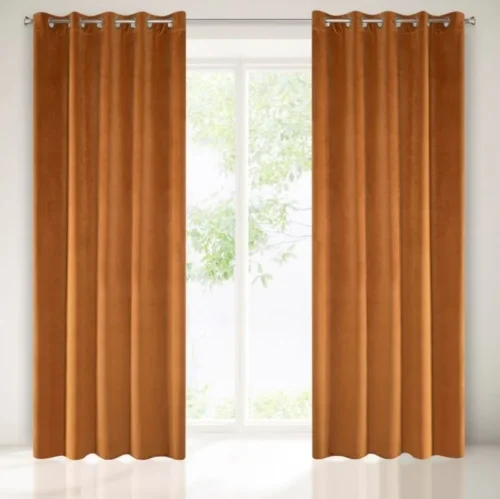 Velours gordijn cognac ZKAK-03 x 2 stuks OP=OP