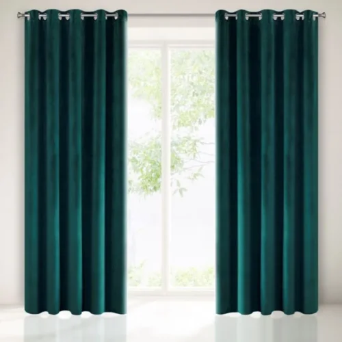 Velours ringgordijn teal ZKAK-12