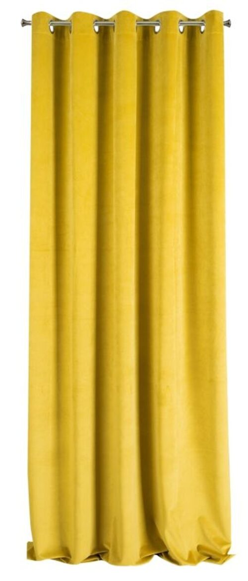 ZKAK-18a Velours ringgordijn mosterdgeel ZKAK-18