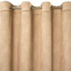 Velours Ringgordijn met Bloemen - Beige