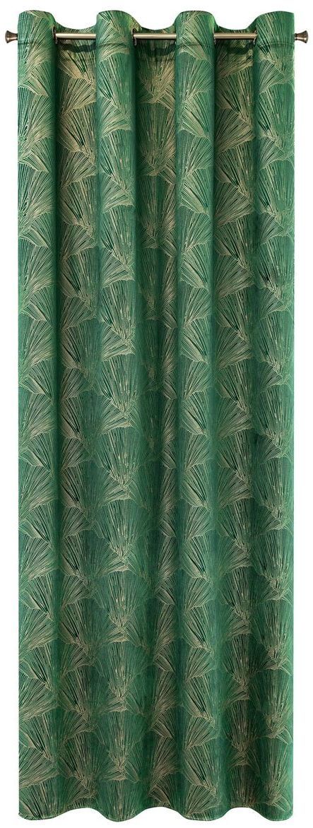 Velours Ringgordijn met Bloemen - Groen