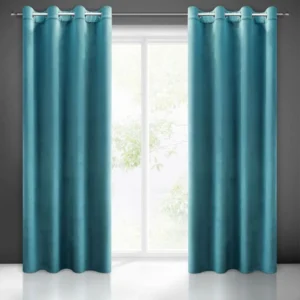 Velvet Ringgordijn - Turquoise