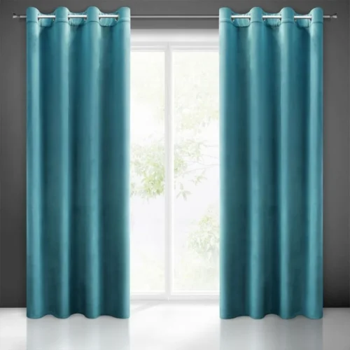 Velvet Ringgordijn - Turquoise