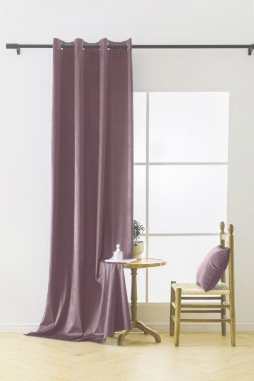 Lila velours gordijn met ringen ZKMR-05