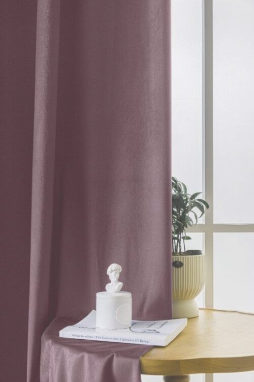 Lila velours gordijn met ringen ZKMR-05