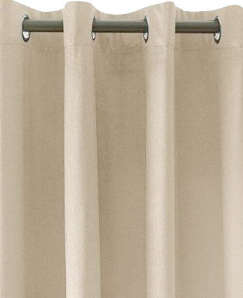 Beige fluwelen gordijn met ringen ZKMR-11