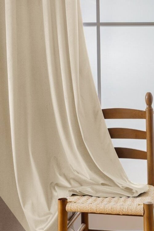 Beige fluwelen gordijn met ringen ZKMR-11