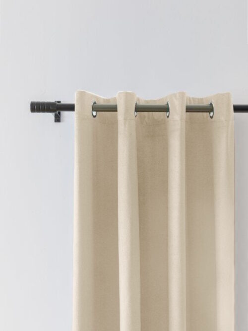 Beige fluwelen gordijn met ringen ZKMR-11
