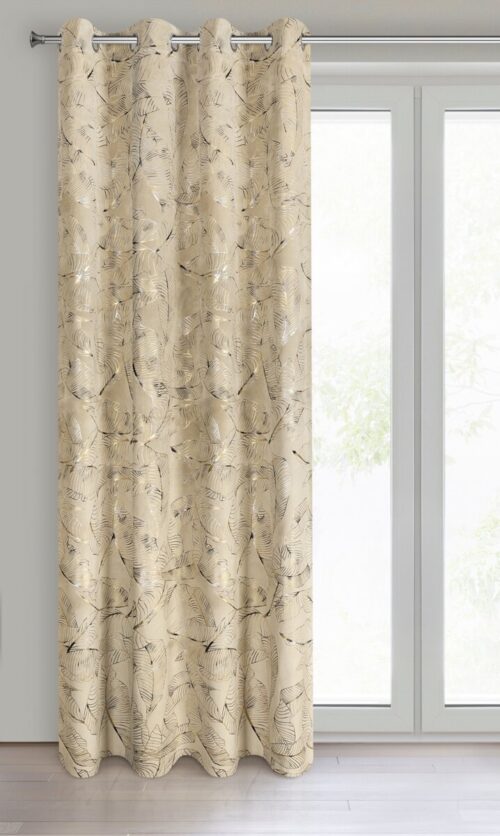ZKNP-02.jpg Velours gordijn met motief van glanzende bladeren ZKNP-02