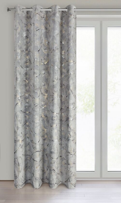 ZKNP-03.jpg Velours gordijn met motief van glanzende bladeren ZKNP-03